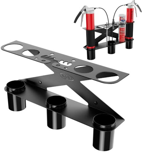 Koova Double Grease Gun Holder | Grease Gun Garage Organizer Wall Mount | Includes Removable Drip Cups & Spare Cartridge Holder | Shop/Garage Wall Organizer | USA Made