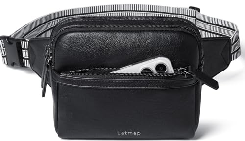 LATMAP 3L Bauchtasche Damen, Sling Bag Bumbags for Ladies Kleine PU Leder Fanny Pack Brusttasche Diebstahlsicher