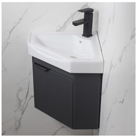 Waschbecken badezimmer,bathroom cabinet,badezimmerschrank hängend,Eckwaschbecken Keramik, badezimmermöbel,unterschrank waschbecken,Keramik-Waschbecken, für kleine Garderoben und Badezimmer(43x43x47cm)
