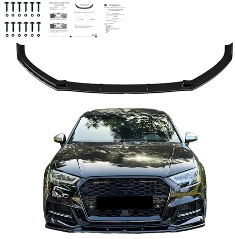 Frontlippe Frontspoiler kompatibel mit AUDI S3 Limousine 8V 2016 bis 2020 mit ABE TÜV Schwarz Glänzend
