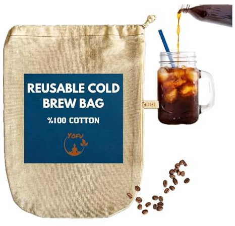 Sac à café en coton bio (20,3 x 27,9 cm) – Filtre à café réutilisable avec cordon de serrage EasyOpen – Conçu pour les pichets, les bocaux Mason et les systèmes Toddy