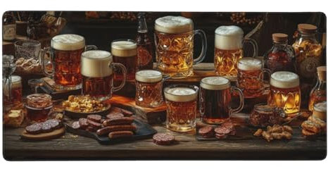 Tapis de Souris XXL 900 x 400 mm, 90 x 40 cm Grand Tapis de Souris Gamer, Bière Tapis Souris à Bords Cousus, Verre à vin Tapis de Souris Gaming Accessoire et Anti-dérapant Base en Caoutchouc -Y2053