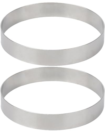HOLIDYOYO 2Pcs Stainless Steel Baking Rings 8 Inch Round Cooking Rings for Muffins Cakes Pizza Saucing Dough Cutting Kitchen Accessories
