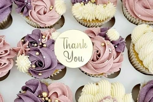6 Thank You Cupcake Discs, Cake Toppers, Gold Acrylic Thank You Teacher Cupcake Discs, Charms, Hamper Gift Tags, Decorations.