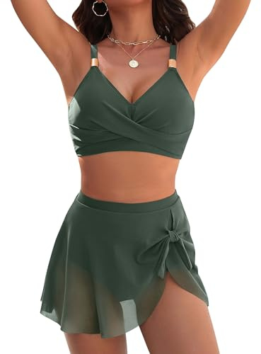 Blooming Jelly Womens Tummy Control Swimsuits 2 Piece High Waisted Bikini Sets Modest 2026 Bathing Suit (M, Army Green)