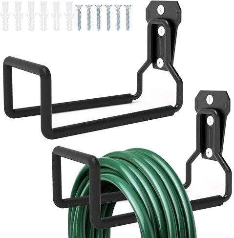 SHYICHENG Garden Hose Holder 2 Pack - Heavy Duty Metal Hose Reel Hanger Wall Mounted, Sturdy Water Pipe Hook Organizer for Outdoor Yard, Garage, Garden Storage