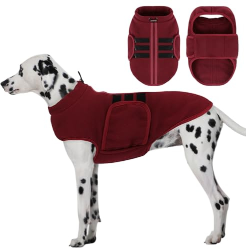 PUZAUKAL Suéter para Perro Pequeño Jersey Perro Suaves de Vellón Chaqueta de Chaleco para Perros con Arnés Suéter Cálido para Perros Mediano Grande(Burdeos XL)