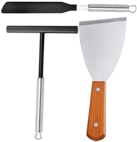 HOMOBABE Herramientas para Panqueques De Acero Inoxidable Espátula y Rastrillo para Hacer Crepes Esparcidor De Panqueques Doméstico