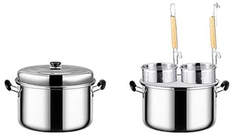 MRKU Cuocipasta Professionale a 2 Fori, utensile da Cucina in Acciaio Inossidabile, conduzione del Calore Rapida e Uniforme per tagliatelle, Pasta, Gnocchi, zuppa
