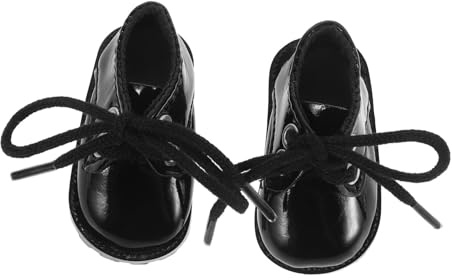 BESTonZON Puppenschuhe Klein – 15-20cm Baumwollpuppen Kunstleder Schwarz für Puppenhauszubehör & Spielzeug