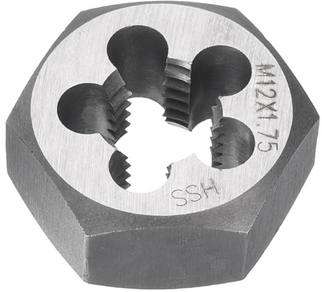 QUARKZMAN Sechskant-Schneideisen M12x1,75, Rechtshänder Gewindeschneideisen, Silber