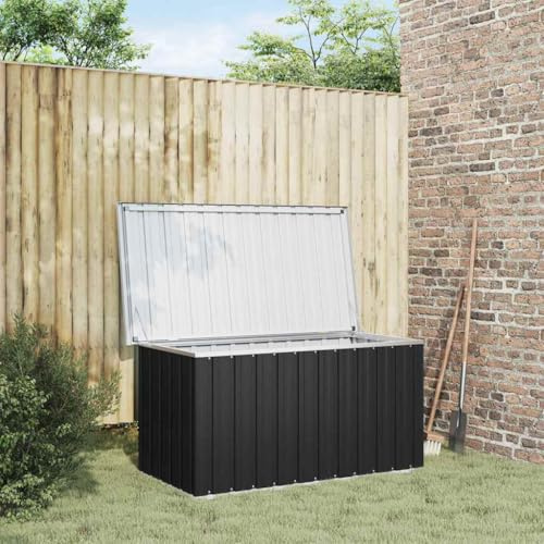Brokky Gartenbox wasserdicht Metall Auflagenbox Gartentruhe Outdoor Kissenbox wetterfest Aufbewahrungsbox Werkzeugkasten für Garten Balkon-Anthrazit-129 x 67 x 65 cm