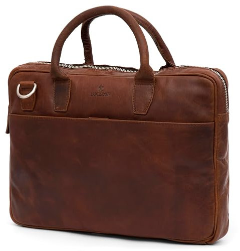 Lucleon by Trendhim Montreal Slim Executive Laptoptasche 13 Zoll Herren | Umhängetasche aus Büffelleder mit Laptopfach | Kompakte Aktentasche für Business & Büro