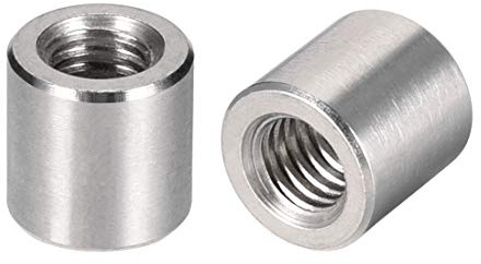 sourcing map M6 runde Verbindungsmuttern, 304 Edelstahl, Kupplungsmutter, 10 mm Länge, 5 Stück