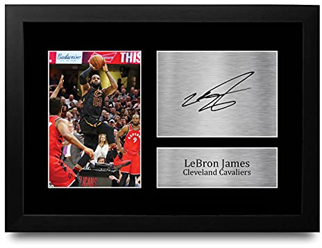 HWC Trading Lebron James A4 Gerahmte Signiert Gedruckt Autogramme Bild Druck-Fotoanzeige Geschenk Für Cleveland Cavaliers Basketball-Fans