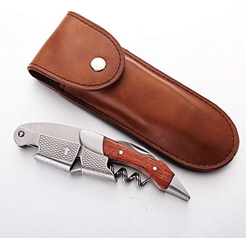 LTLWSH Sacacorchos para Meseros Ideal para Sumiller y Camareros, con Funda de Piel PU,Amantes de la Enología Abrebotellas de y Cortador de Hoja Hecho de Acero Inoxidable,D