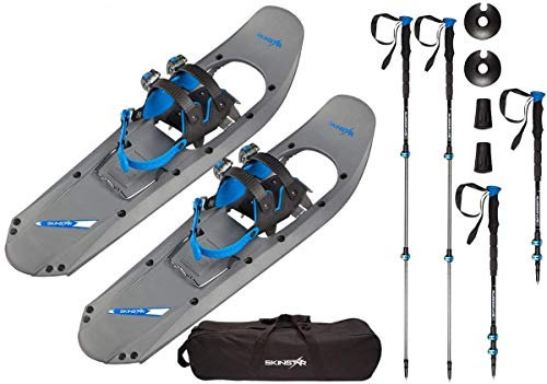 SkinStar Schneeschuh 29 INCH Schneeschuhwandern bis 130 kg mit Tourenski Stock