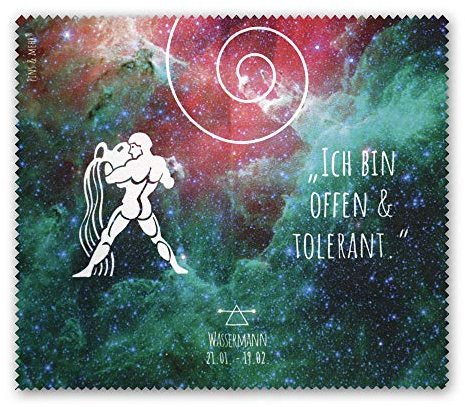 Brillenputztuch Sternzeichen WASSERMANN (21.01.-19.02.)- Mikrofasertuch zur Reinigung von Brille, Smartphone, Tablet, Display, Kamera