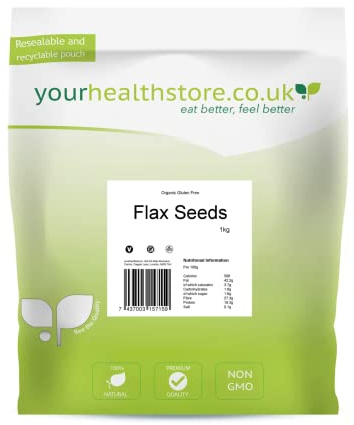 yourhealthstore Flaxseed 1kg, 100% Natural, Brown Linseed, Gluten Free, Vegan, (Recyclable Pouch)