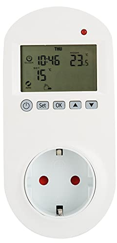 Fafeicy Thermostat Enfichable 16A Régulateur de Température de Chauffage électrique Programmable EU 230V 135x67x75mm Prise de Contrôleur de Thermostat
