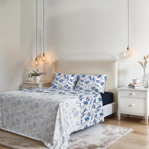 Italian Bed Linen Completo Letto Fantasy, 4 pezzi, Matrimoniale Foglie