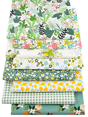 MIDUOLE 8 pcs/lot Fat Quarter Fabric Bundles 100% Cotton 19.69” x 19.69” (50cm x 50cm) Quilting Craft Fabric Pre-Cut Squares Sheets for Patchwork Sewing Quilting Crafting, Floral Pattern
