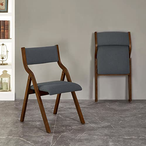 Ball & Cast Modern Folding Chairs Foldable Dining Chairs Set of 2, 18 Seat Height, Dark Grey