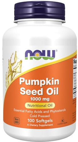 Now Foods, Pumpkin Seed Oil (Olio di Semi di Zucca), 1000mg, 100 Softgel, Testato in Laboratorio, Senza Soia, Senza Glutine, Non OGM