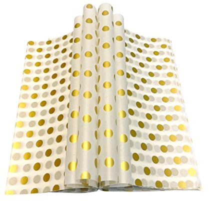 Suiwen Gold Dot Wax Paper Sheets Deli Wraps Tray&Basket Liner Deli Paper Wax Paper Baking Paper Colored Parchment Paper Greaseproof for Food (150)