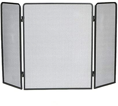 FLBT Schwarzer stehender Feuerschutz-Funkenschutz， Indoor Outdoor Faltbarer Kamin/Feuerstelle Kaminschutz 3 Panel， Einfaches Design Feuerschutz Needed