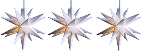 Novaliv 3x LED Dekosterne Klein 12cm WEISS mit Batteriefach für 3 AA Batterien 6h Timerfunktion (1,5m Kabel) Weihnachtsdeko Kinderzimmer Batterie 3D Stern 18 Zackig Leuchtstern LED Lichterkette