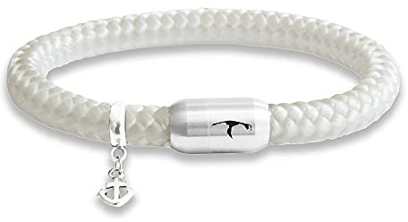 Paris Montana Hochwertiges Segeltau-Armband mit Sylt Gravur, Edelstahl-Magnetverschluss, Anker-Anhänger, 8 mm Durchmesser, handmade, robust, wasserdicht, maritimer Stil, Unisex