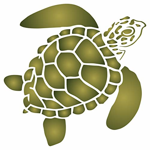 Schildkröten-Schablone, 7,8 x 7,8 cm (S) – Meer Ozean nautische Meeresküste Riff Fische Schablonen zum Malen Vorlage