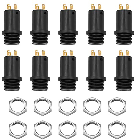 WANGCL 10 x 3,5-mm-Stereo-Klinkenstecker, Mini-Stereo-Buchse, Stecker mit Muttern für Kopfhörer, Audio, Video