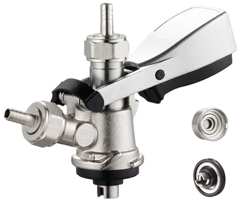 Uadme Beer Keg Coupler, G5/8 S Type Stainless Steel Beer Tap Dispenser with Safety Pressure Relief Valve, Draft Beer Kegerator for Home Bars Pubs Restaurants Brewing System