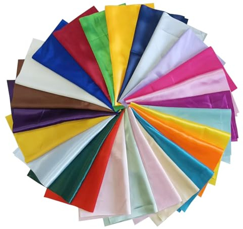 25PCS 30cm x 30cm Silks Craft Solids Fabric Scraps Quilting Squares | DIY Handmade Material Set Bundle Patchwork Squares for Home Crafts Sewing Scrapbooking Quilting