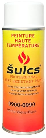 Peinture Professionnelle Haute Température 900° - Aérosol 400ml - Blanc Ref. 0990 - Haut Pouvoir Couvrant - Barbecue Braséro Four Poêle à bois Insert Cheminée Mécanique Auto Moto Radiateur ŠULCS BBQ®