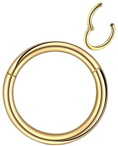 Medinah Septum Piercing Gold Chirurgenstahl Piercing Ring helix piercings– Universal septum piercing für Septum, Nase, Lippe, Ohr – Nasenring Gold(0,8 mm Stabstärke | 6 mm Innendurchmesser, Gold)