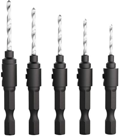 TsoLay 5PCS Sechskantschrauben-Hardware-Werkzeuge Senkerbohrer Senkerbohrer Ahle Bohrlochreiben Schwarz und Silber