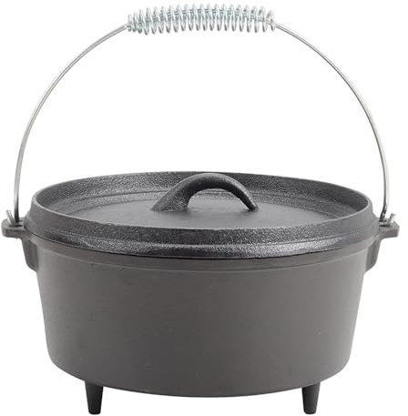 Warmiehomy Cast Iron Pot,5L Pre-Seasoned Cast Iron Dutch Oven with Lid,3 Legs Dutch Oven Cooking Pot for Camping Cooking Baking