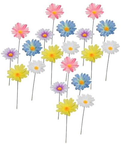 Begchy 20 Stück Gänseblümchen-Blumen-Gartenstecker, Dekoration, Metall, Gänseblümchen, Gartenpfähle, , Basteln, Blumenstab-Dekoration für Rasen,