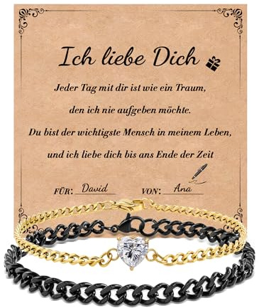 SUNSH Partner Geschenke für Beide, Partnerarmbänder für Meine Frau Freundin, Jahrestag Geschenk für Ihn, Geschenk für Freund Mann Ehemann,Weihnachten Valentinstag Geburtstag Jahrestag