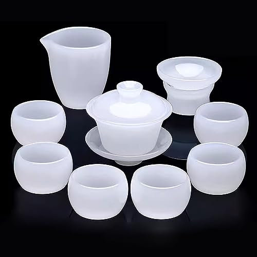 XaEjNzwDT Tetera marroqui teteras para te Juego de te Juego de té esmaltado para el hogar, Juego de té Kung Fu de Porcelana Blanca(Color:C,Size:)
