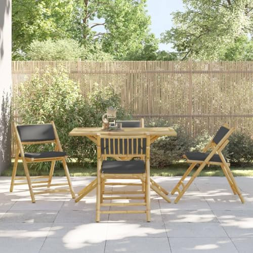 ZEYUAN Bistrostühle 4 STK. Klappbar mit Dunkelgrauen Kissen Bambus, Gartenstühle, Balkonstuhl, Terrassenstühle, Gartensessel, Garten Stühle, Gartenmöbel, Balkon Stühle - 3208925