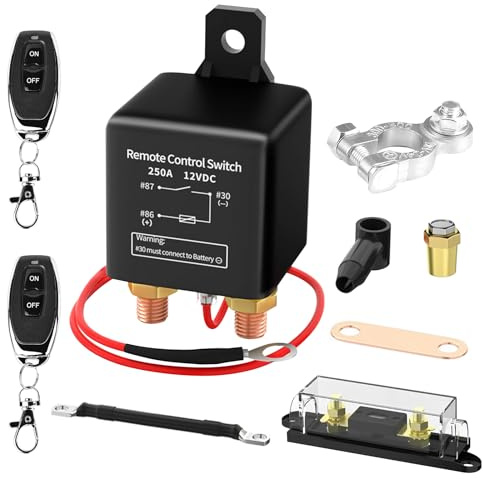Interruptor de Desconexión de Batería Remota, Desconectador de Bateria Coche, Interruptor Corte de Coche, con Control Remoto Dual und 1 Caja de Fusibles, para Equipo Pesado, Coche