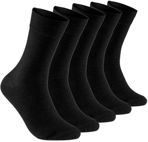 Josnown Men Cotton Socks, 5 Pairs Basic Crew Socks Soft Breathable, Classic Colours for Business Office and Casual Everyday Wear, Size UK 7-10