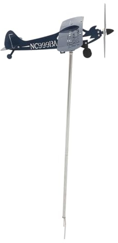BESPORTBLE Aircraft Wind Vane Windchimes Outdoors Plane Windmills Airplane Windmill for Yard Roof Wind Vane Weather Vane for Roof Airplane Roof Ornament Metal Airplane Windmill Blue Iron