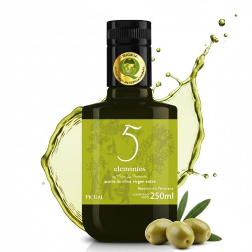 5 Elementos Aceite de Oliva Virgen Extra Picual 250ml | Intensidad y Sabor Auténtico | Calidad SIQEV | Extracción en Frío