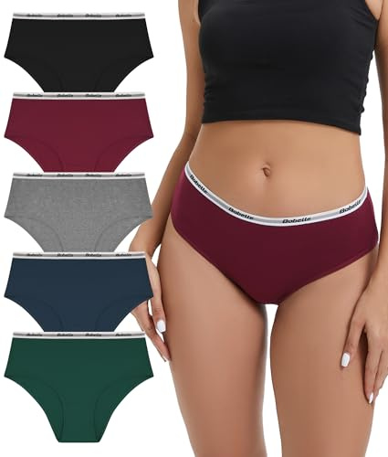 Bobelle Wear Culotte Femme Coton, Slip Femme Doux à Mi-Hauteur Shorty Confort Culottes, Sport Élastique sous-Vêtements Féminins Multipack Lot de 5 (Multicolore01, S)