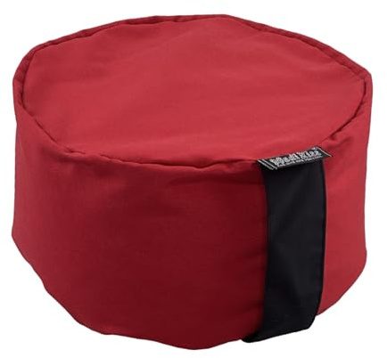MediKiss Bodensitzkissen - Yogakissen & Meditationskissen für Kinder & Erwachsene - Bio-Baumwolle oder Polyester, EPP-Granulat Füllung, Waschbar & formstabil mit Tragegriff - Red